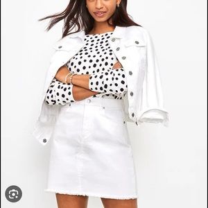 New! Loft Frayed Denim Mini Skirt White